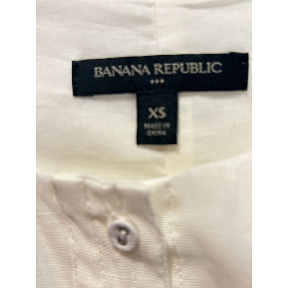 BANANA REPUBLIC Dress Ecru Ivory Long Puff Sleeve Woven Button Up Shift XS - Picture 4 of 4